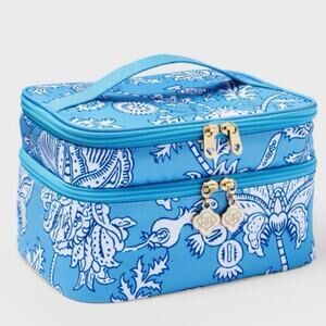 NEW Roller Rabbit x Target Floral Vines Soft Sided Vanity Case Blue